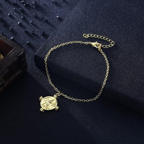 Greek Coin Caeser Bracelet in 18K Gold Plated