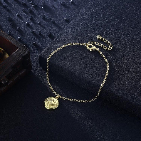 Evil Eye Coin Bracelet in 18K Gold Plated