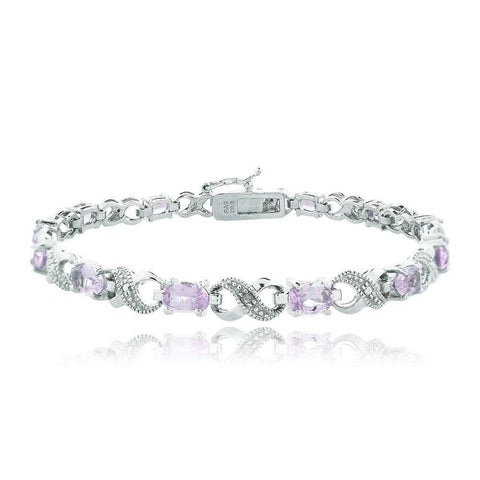 Genuine Oval Cut 6.00 CTTW Gemstone Infinity Shaped Bracelet in 18K White Gold