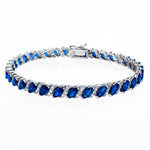 20.00 CT Genuine Sapphire Vine Bracelet Embellished with Swarovski Crystals in 18K White Gold Plated