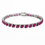 20.00 CT Genuine Pink Topaz Vine Bracelet Embellished with Swarovski Crystals in 18K White Gold Plated