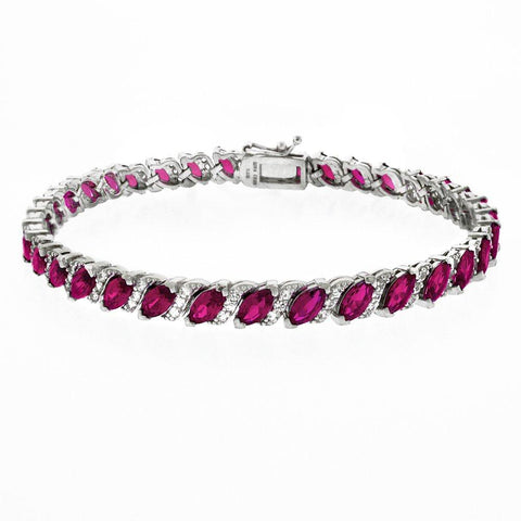 20.00 CT Genuine Pink Topaz Vine Bracelet Embellished with Swarovski Crystals in 18K White Gold Plated