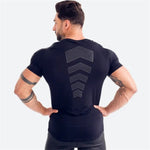 Compression Quick dry T-shirt Men Running Sport Skinny Short Tee Shirt Male Gym Fitness Bodybuilding Workout Black Tops Clothing