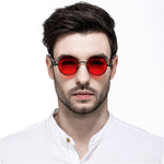 VIVIBEE Vintage Steampunk Red Sunglasses Men Round Punk Alloy Metal Retro Sun Glasses Women 2020 Goggles Men Gothic Style Shades