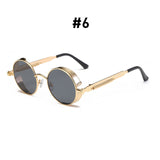 VIVIBEE Vintage Steampunk Red Sunglasses Men Round Punk Alloy Metal Retro Sun Glasses Women 2020 Goggles Men Gothic Style Shades